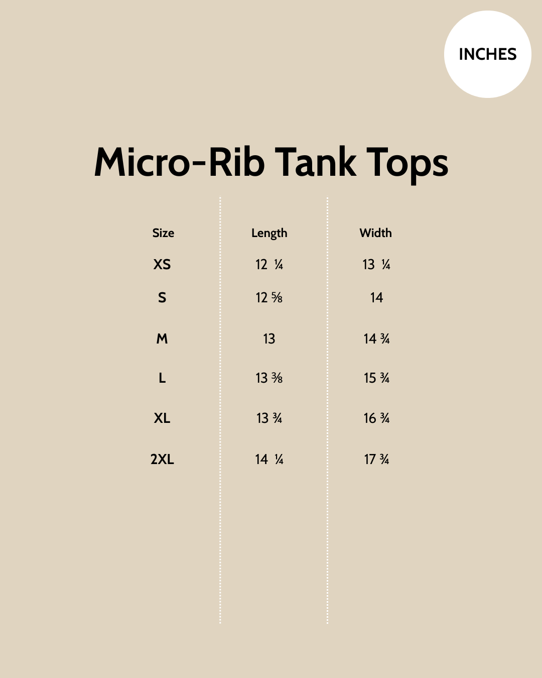 Size chart - Signature Micro-Rib Tank Top