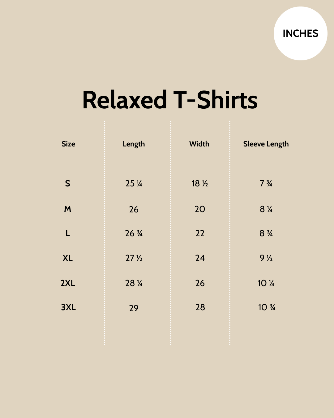 Size chart - Paintbrush Relaxed T-Shirt
